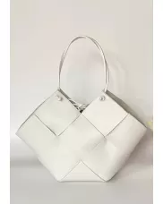Mia Medium Leather Tote Bag White
