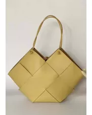 Mia Medium Leather Tote Bag Yellow