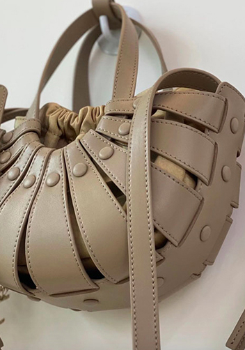 The Coquille Leather Shoulder Bag Grey