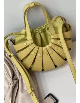 The Coquille Leather Shoulder Bag Yellow