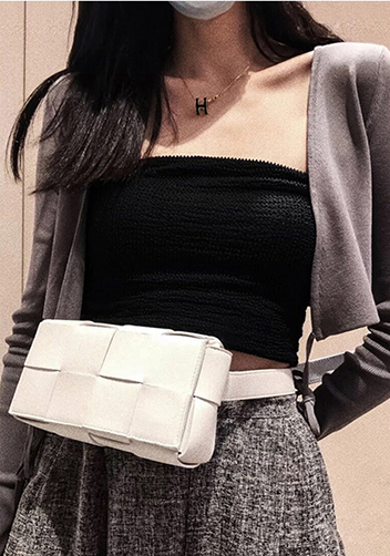 Mia Mini Leather Belt Shoulder Bag White