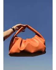 Dina Leather Shoulder Hobo Bag Orange