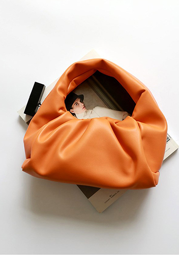 Dina Leather Shoulder Hobo Bag Orange
