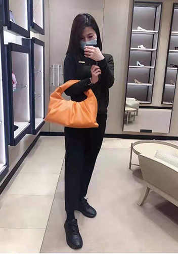Dina Leather Shoulder Hobo Bag Orange