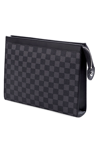 Louisa Checked Vegan Envelope Bag Black