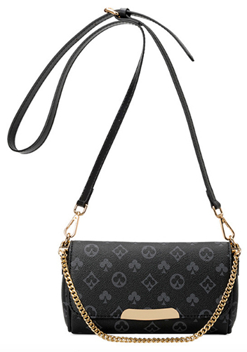 Louisa Flower Vegan Leather Shoulder Bag Black