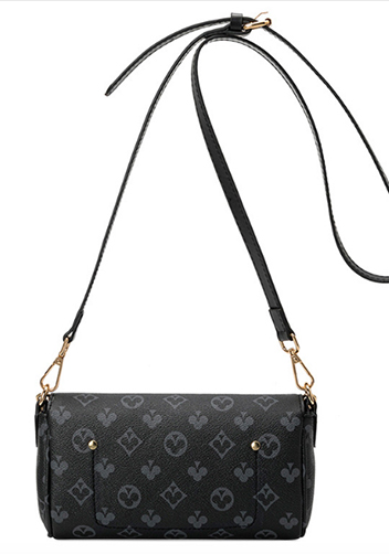 Louisa Flower Vegan Leather Shoulder Bag Black