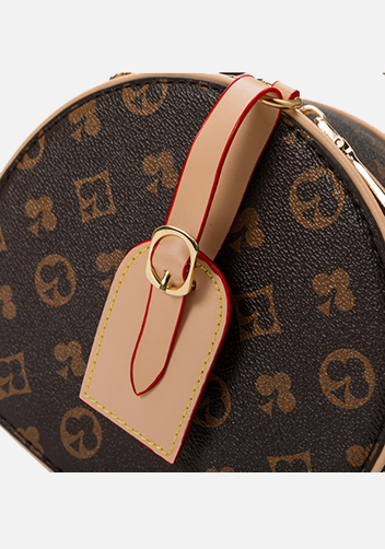 Louisa Poker Vegan Leather Round Shoulder Bag Beige
