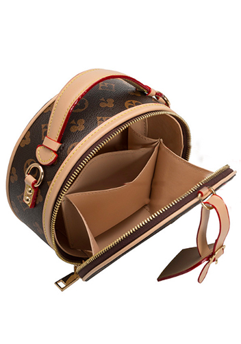 Louisa Poker Vegan Leather Round Shoulder Bag Beige