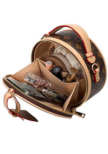 Louisa Poker Vegan Leather Round Shoulder Bag Beige