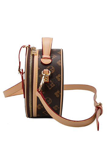 Louisa Poker Vegan Leather Round Shoulder Bag Beige