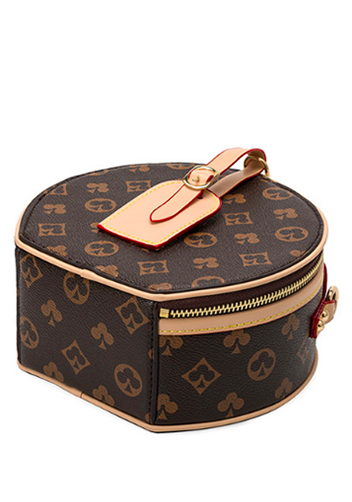Louisa Poker Vegan Leather Round Shoulder Bag Beige
