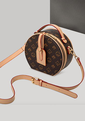 Louisa Poker Vegan Leather Round Shoulder Bag Beige