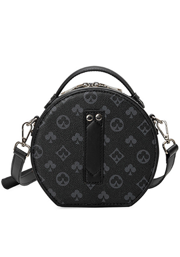 Louisa Poker Vegan Leather Round Shoulder Bag Black