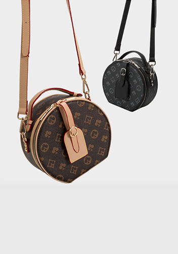 Louisa Poker Vegan Leather Round Shoulder Bag Black