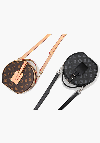 Louisa Poker Vegan Leather Round Shoulder Bag Black