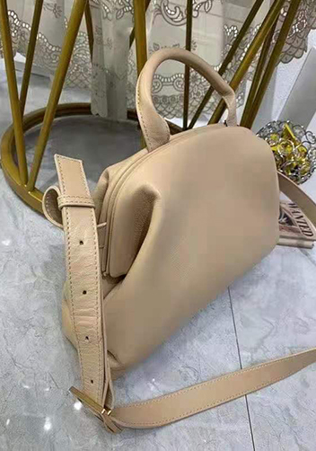 Mia Soft Leather Shoulder Bag Beige