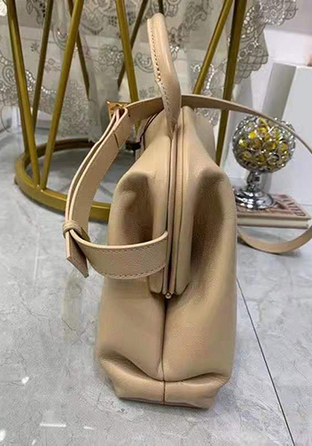 Mia Soft Leather Shoulder Bag Beige