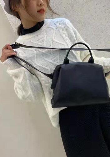 Mia Soft Leather Shoulder Bag Black
