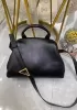Mia Soft Leather Shoulder Bag Black