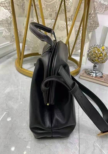 Mia Soft Leather Shoulder Bag Black