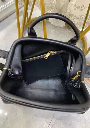 Mia Soft Leather Shoulder Bag Black