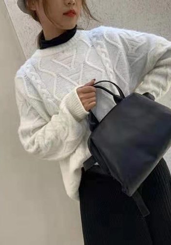 Mia Soft Leather Shoulder Bag Black