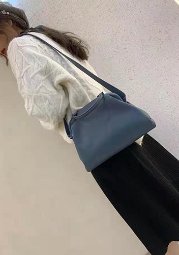 Mia Soft Leather Shoulder Bag Blue