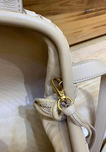 Mia Soft Woven Leather Shoulder Bag Beige