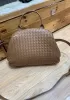 Mia Soft Woven Leather Shoulder Bag Brown