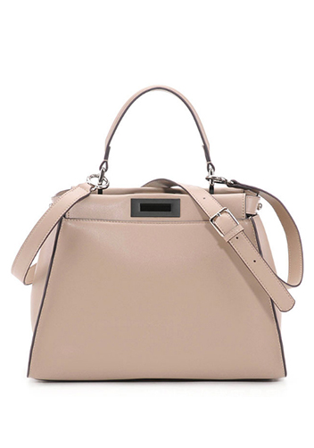 Carrie Leather Bag With Black Hardware Beige
