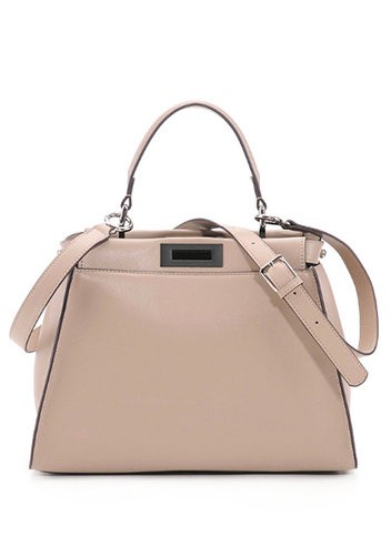 Carrie Leather Bag With Black Hardware Beige
