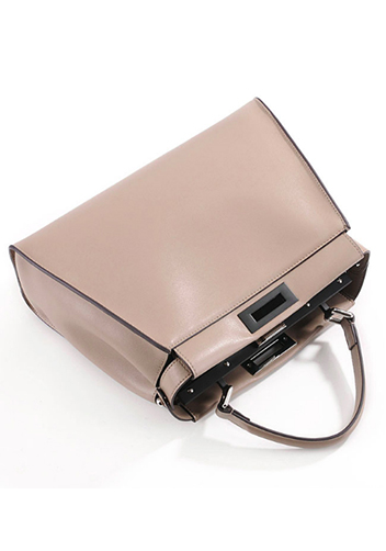 Carrie Leather Bag With Black Hardware Beige