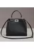Carrie Leather Bag With Stitches Black