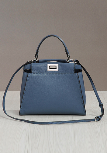 Carrie Leather Bag With Stitches Blue