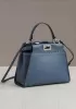 Carrie Leather Bag With Stitches Blue