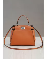 Carrie Leather Bag With Stitches Camel
