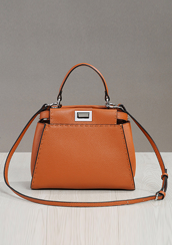 Carrie Leather Bag With Stitches Camel