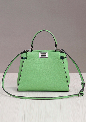 Carrie Leather Bag With Stitches Green