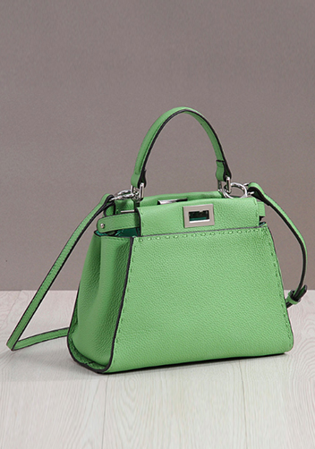 Carrie Leather Bag With Stitches Green