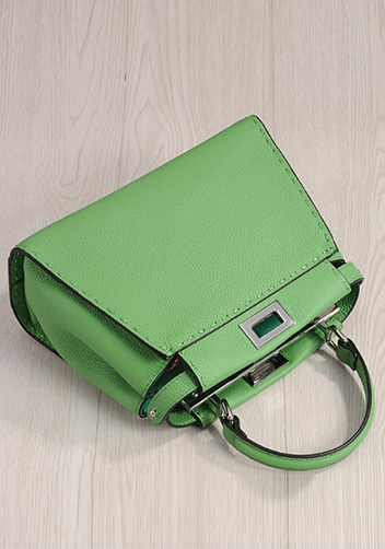 Carrie Leather Bag With Stitches Green