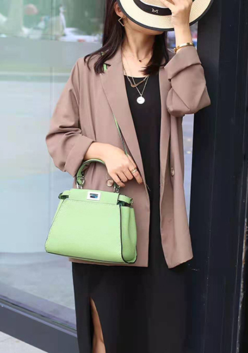 Carrie Leather Bag With Stitches Green
