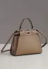 Carrie Leather Bag With Stitches Khaki