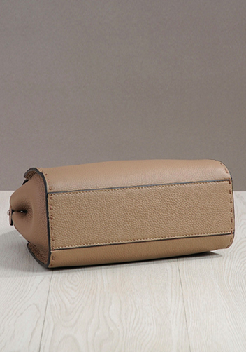 Carrie Leather Bag With Stitches Khaki