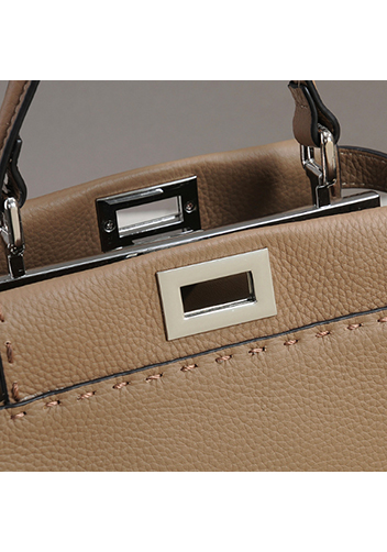 Carrie Leather Bag With Stitches Khaki