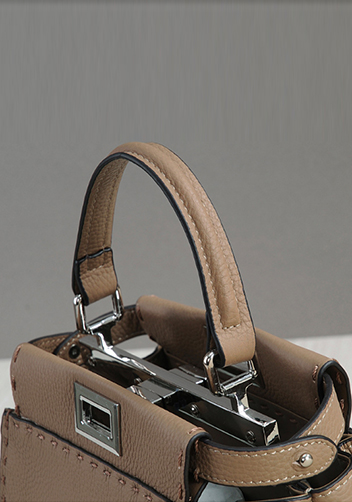 Carrie Leather Bag With Stitches Khaki