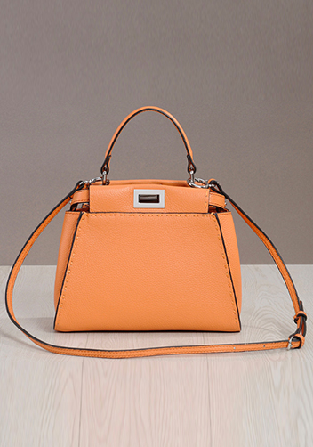Carrie Leather Bag With Stitches Orange