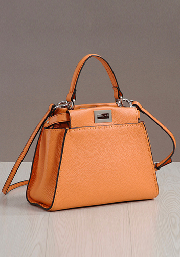 Carrie Leather Bag With Stitches Orange