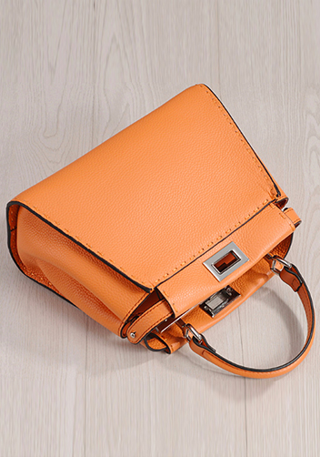 Carrie Leather Bag With Stitches Orange