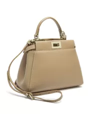 Carrie Smooth Leather Mini Bag Beige